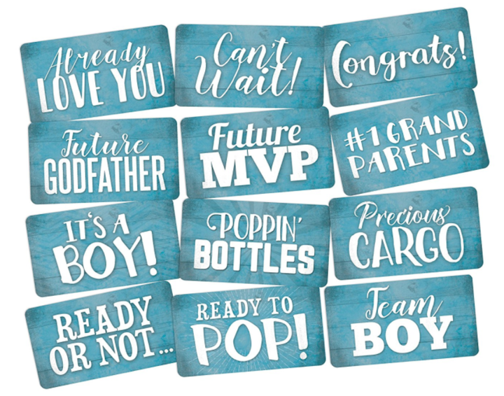 Load image into Gallery viewer, Photo Booth Props Set It’s a Boy Perfect for Blue Baby Shower 6pc Double Sided