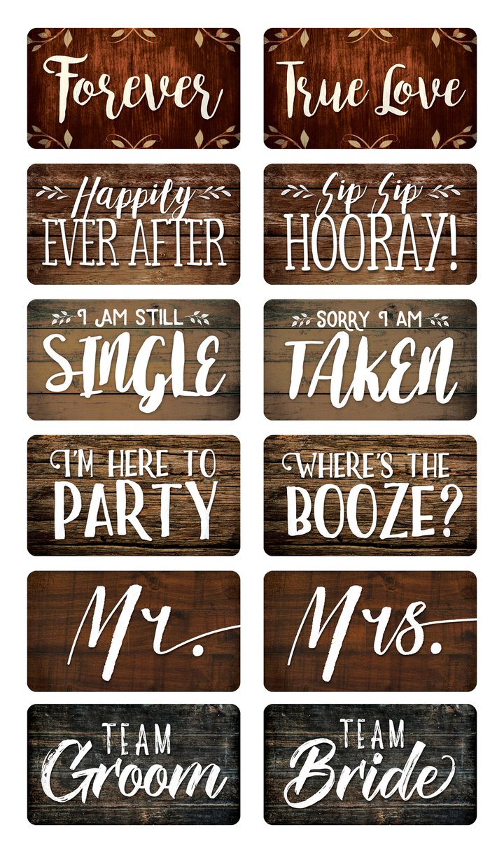 Load image into Gallery viewer, Rustic Wedding Prop Set, 6 Pieces, Doublesided