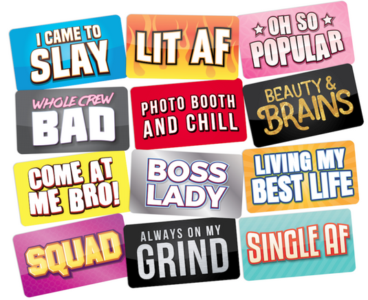 PHOTO BOOTH PROPS 6 PC Lit AF Set Props