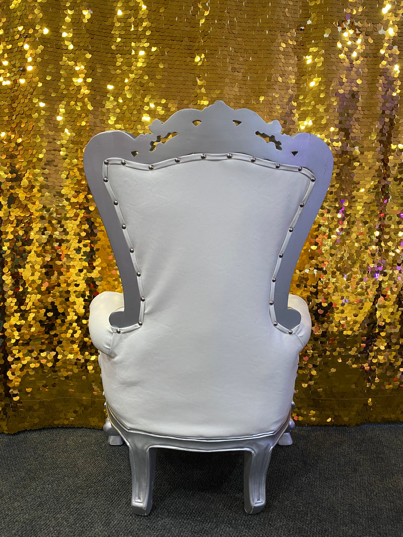 Load image into Gallery viewer, Kid&#39;s Throne Chair Silver/White
