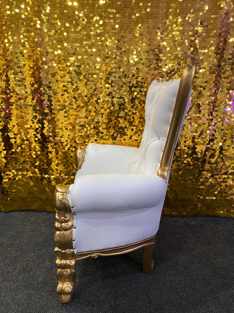 Load image into Gallery viewer, Kid&#39;s Throne Chair Gold/White
