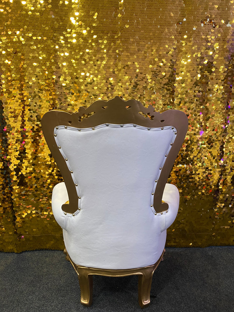 Load image into Gallery viewer, Kid&#39;s Throne Chair Gold/White
