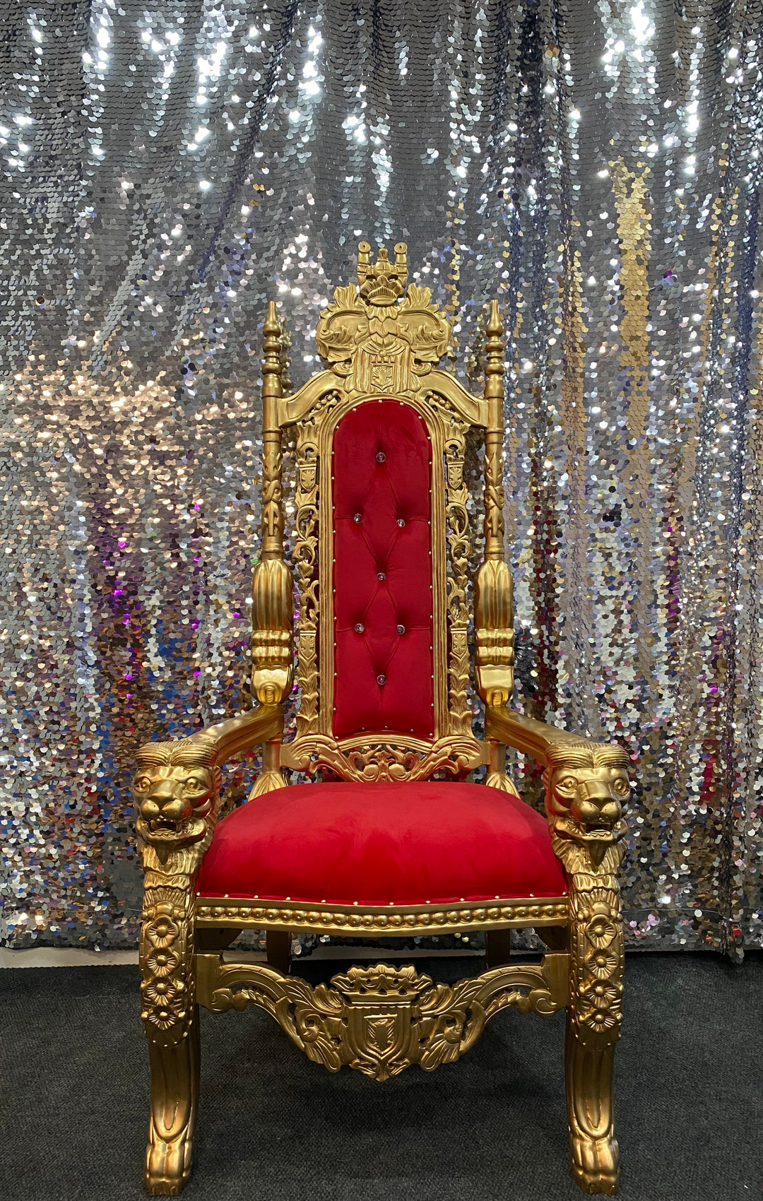Lion King Throne Chair Red Velvet / Gold