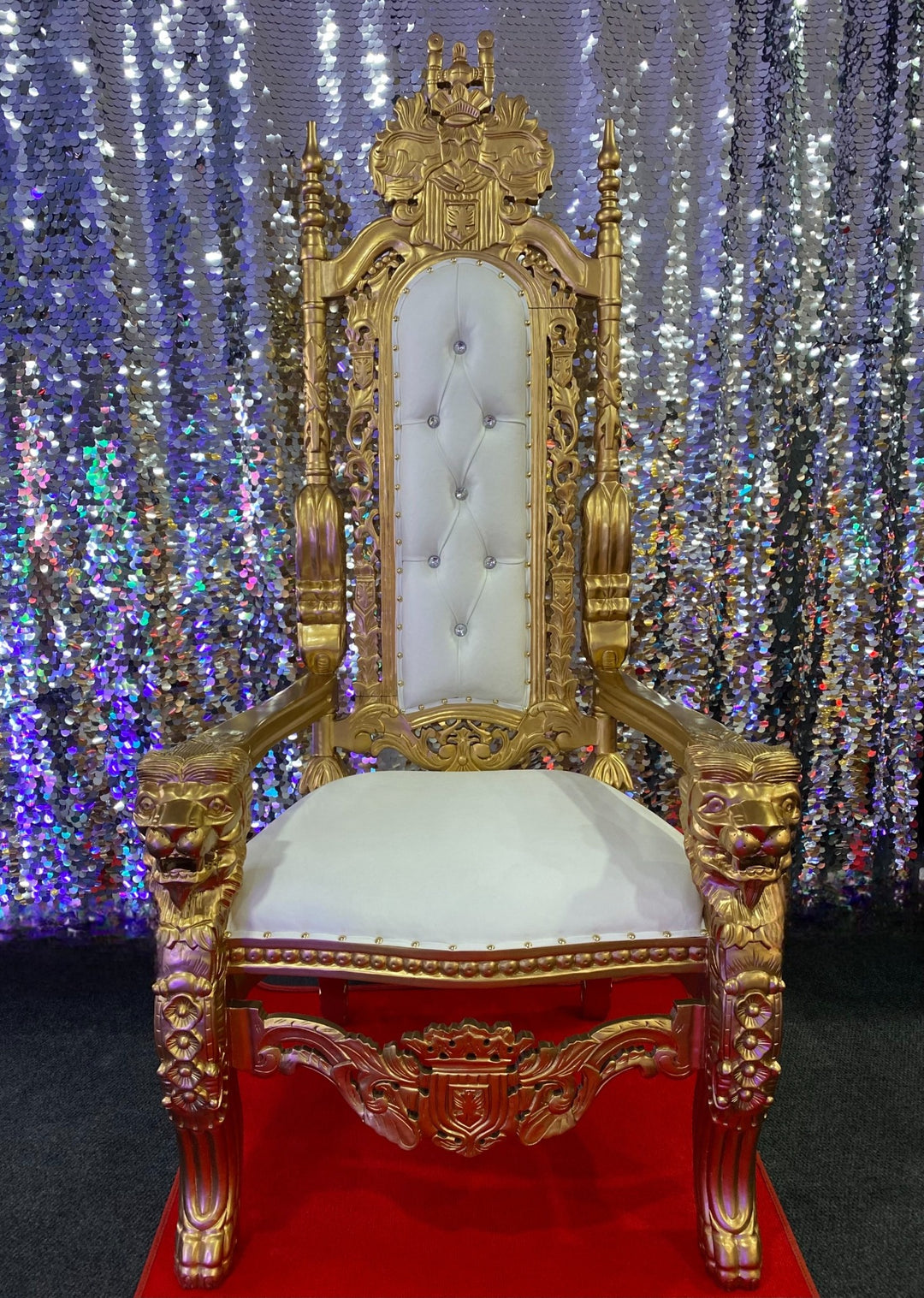 Tiger King Throne Chair Gold/White
