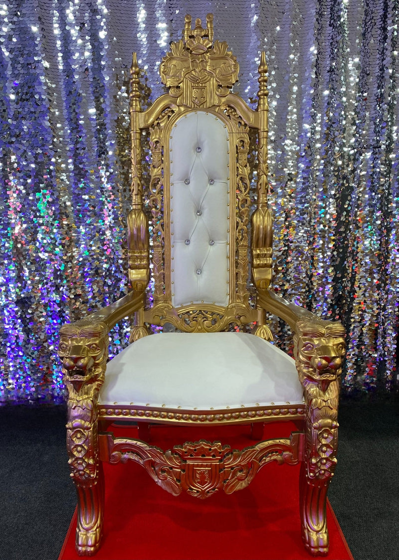 Load image into Gallery viewer, Tiger King Throne Chair Gold/White
