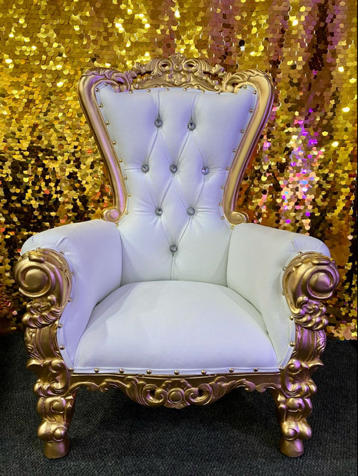 Kid's Throne Chair Gold/White