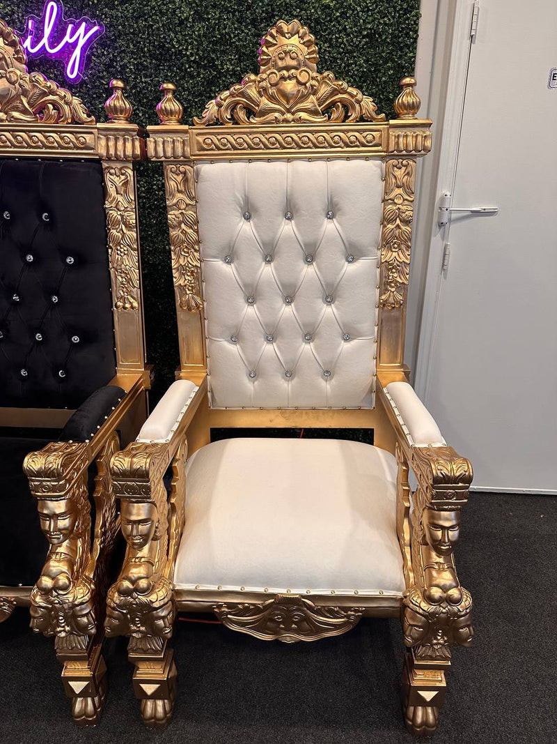 Load image into Gallery viewer, Lord Chair: Gold/White Velvet
