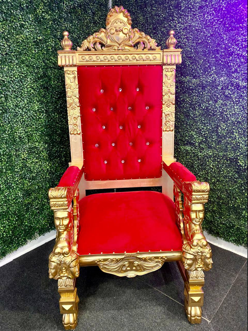 Load image into Gallery viewer, Lord Throne Chair Red Velvet/Gold
