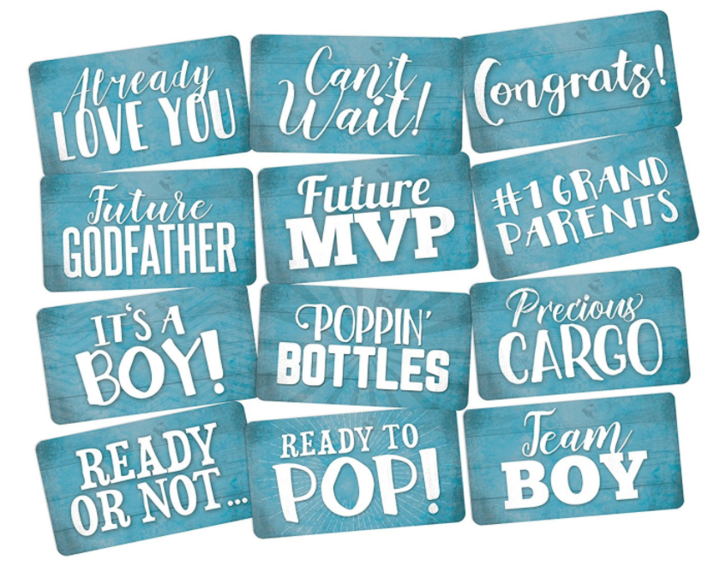 Load image into Gallery viewer, Photo Booth Props Set It’s a Boy Perfect for Blue Baby Shower 6pc Double Sided
