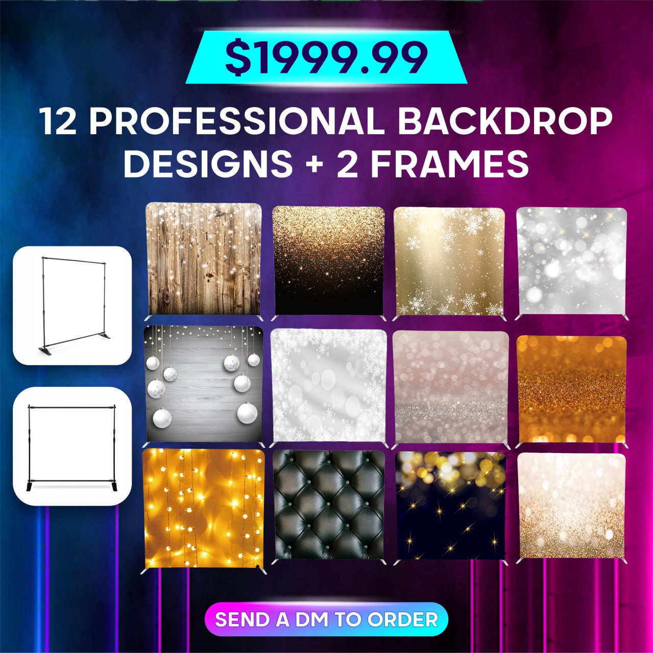12 Professional Backdrop designs + 2 Frames – PBI Shop By Photo Booth ...