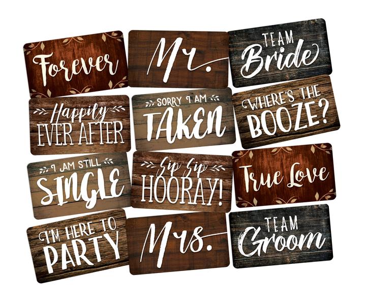 Rustic Wedding Prop Set, 6 Pieces, Doublesided