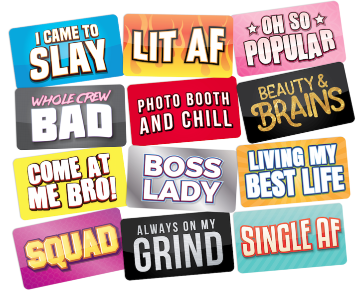 Load image into Gallery viewer, PHOTO BOOTH PROPS 6 PC Lit AF Set Props
